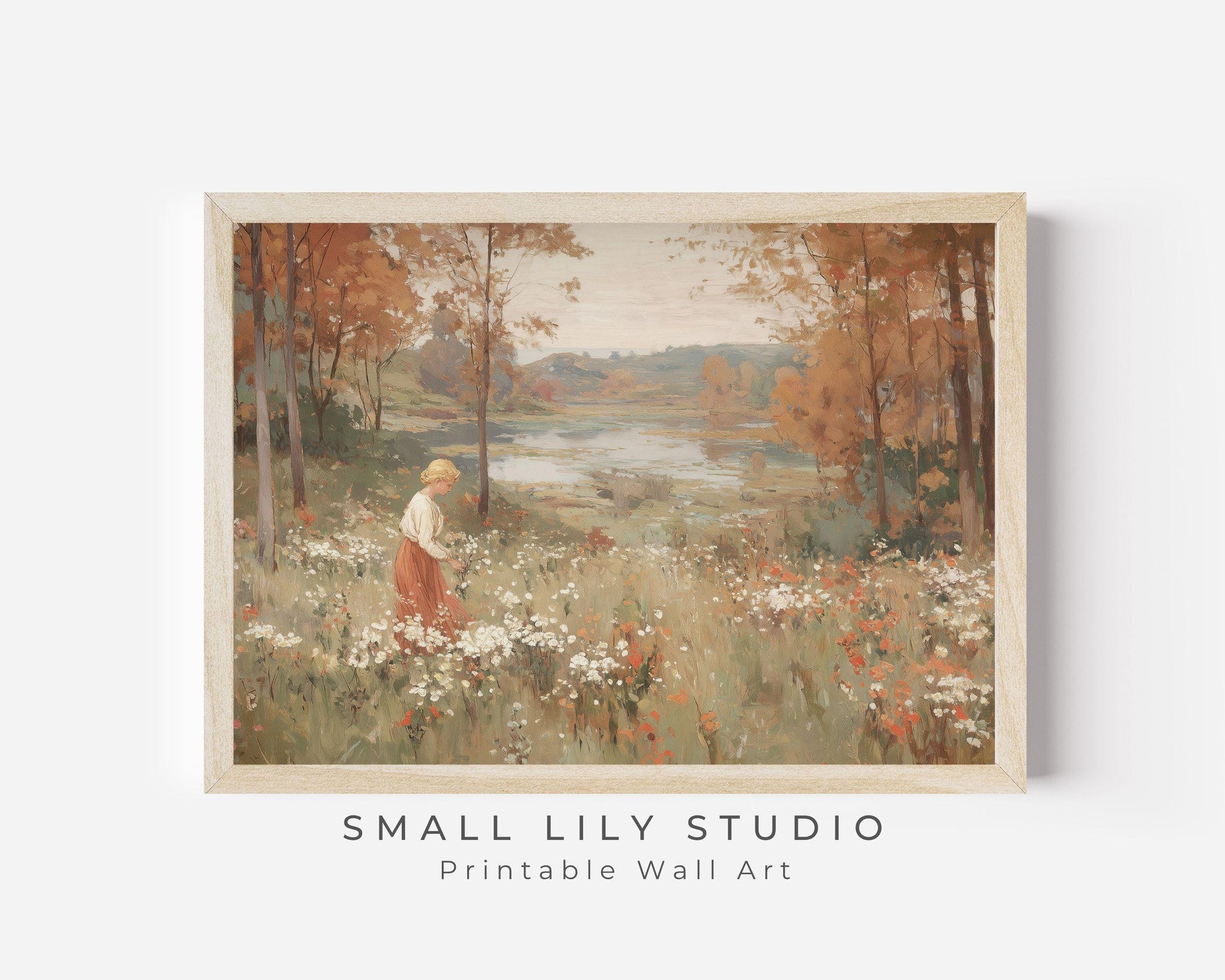 Woman in Fall Landscape Printable Wall Art