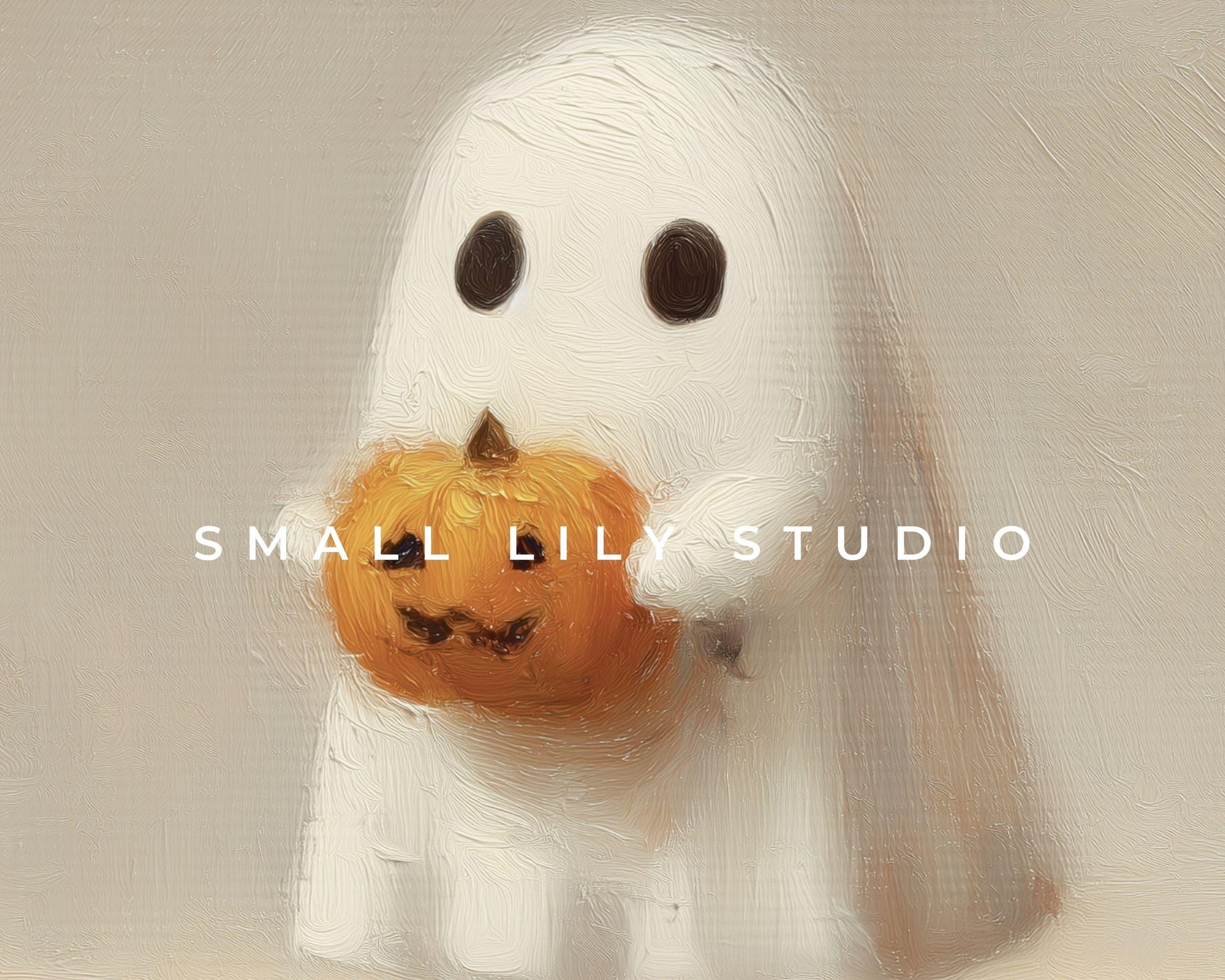 Ghost Holding Pumpkin Halloween Printable Wall Art