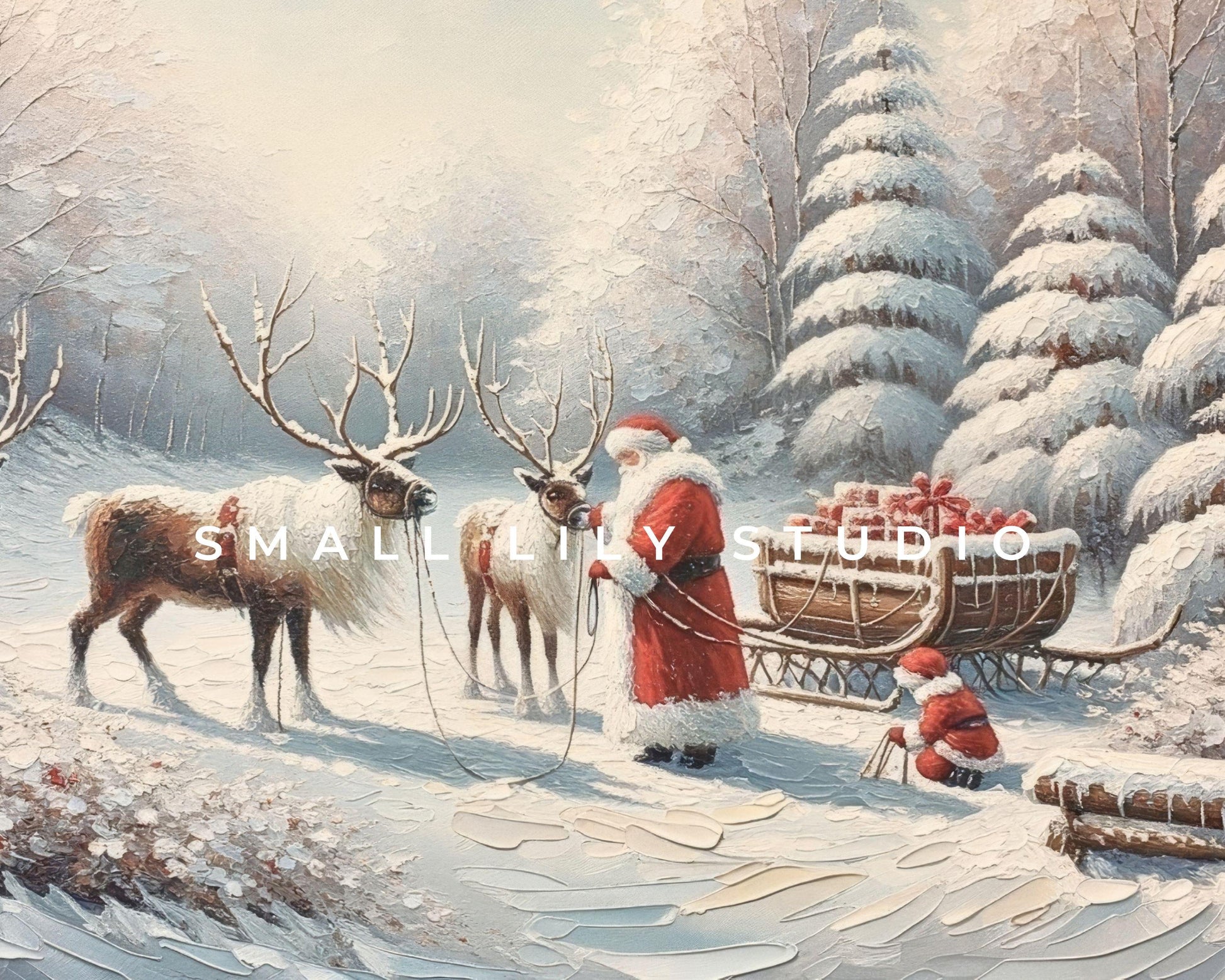 Santa And Reindeer Frame TV Art