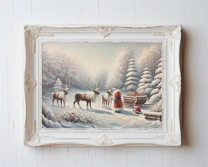 Santa and Reindeer Printable Wall Art