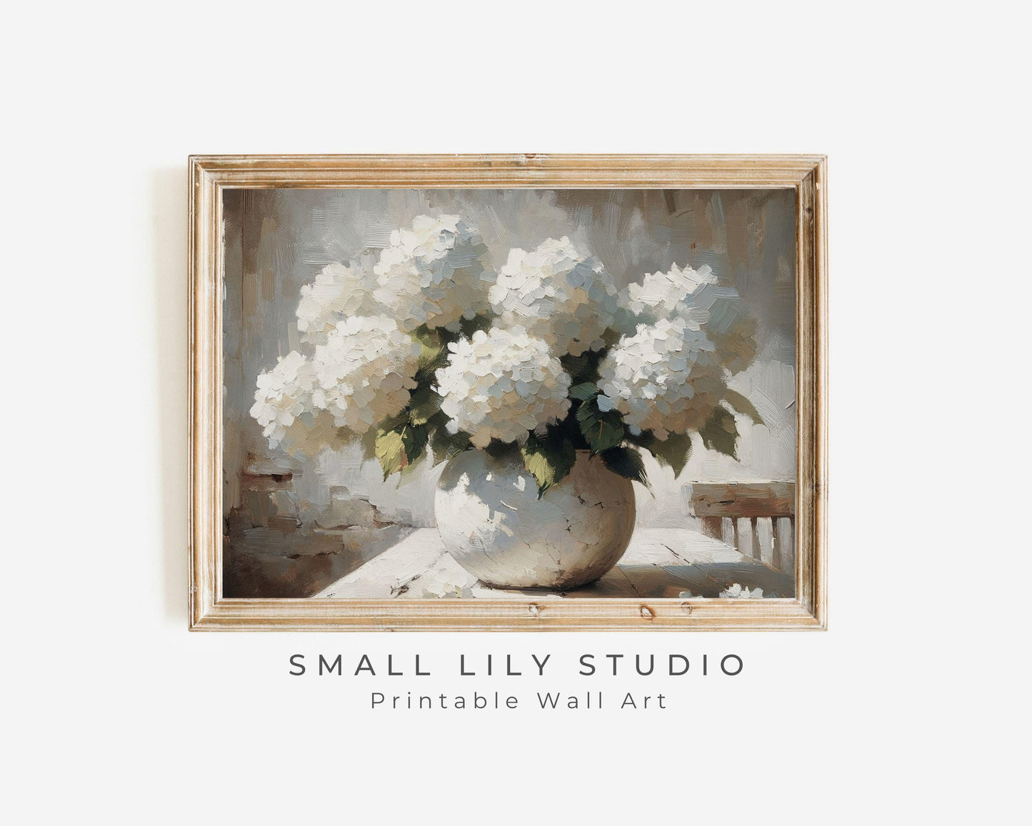 White Hydrangeas Still Life Printable Wall Art