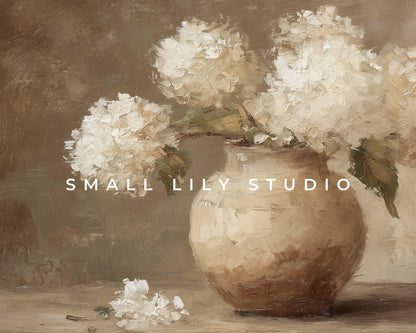 Hydrangeas in Rustic Vase Frame TV Art