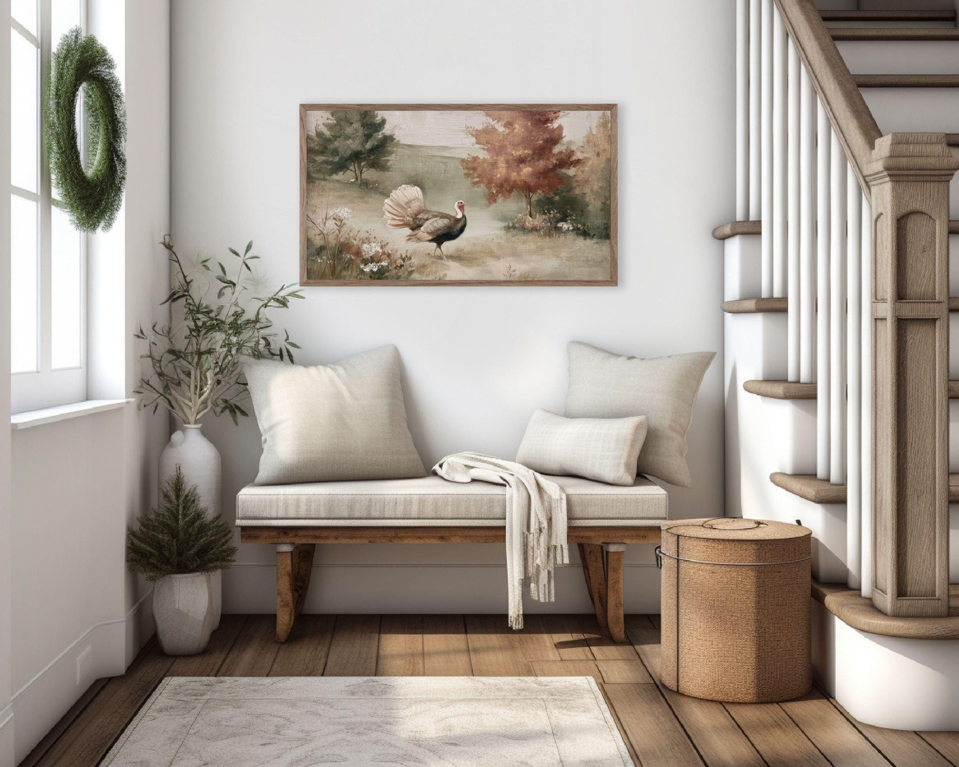 Turkey in Fall Landscape Frame TV Art