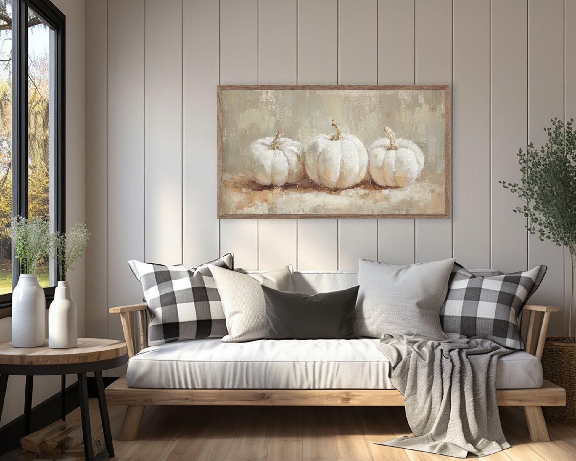 White Pumpkins Frame TV Art