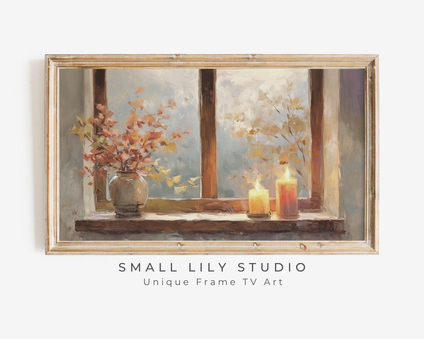 Cozy Fall Window Frame TV Art