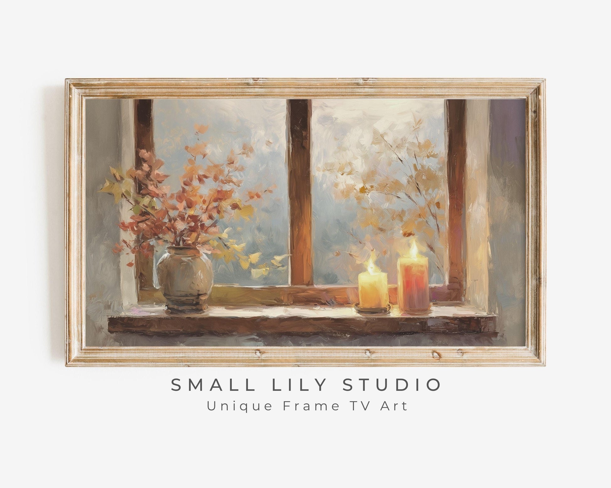 Cozy Fall Window Frame TV Art