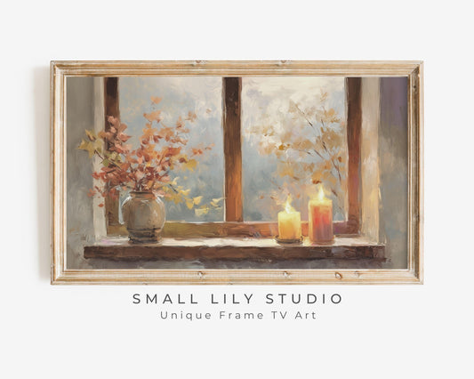 Cozy Fall Window Frame TV Art