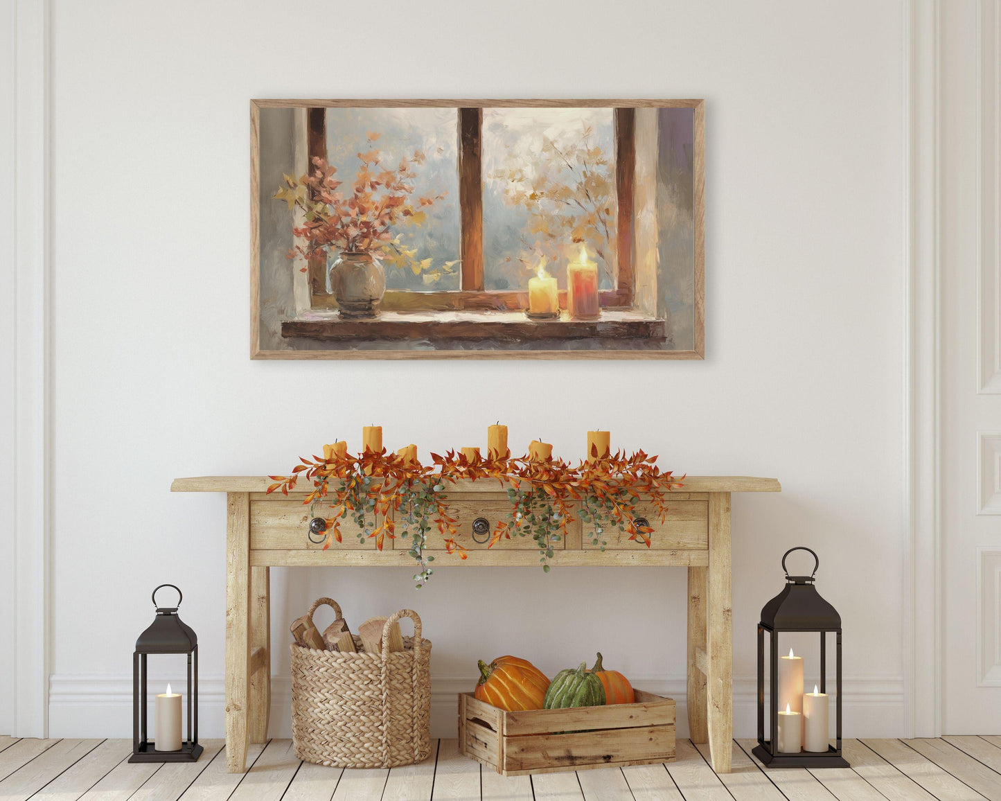 Cozy Fall Window Frame TV Art