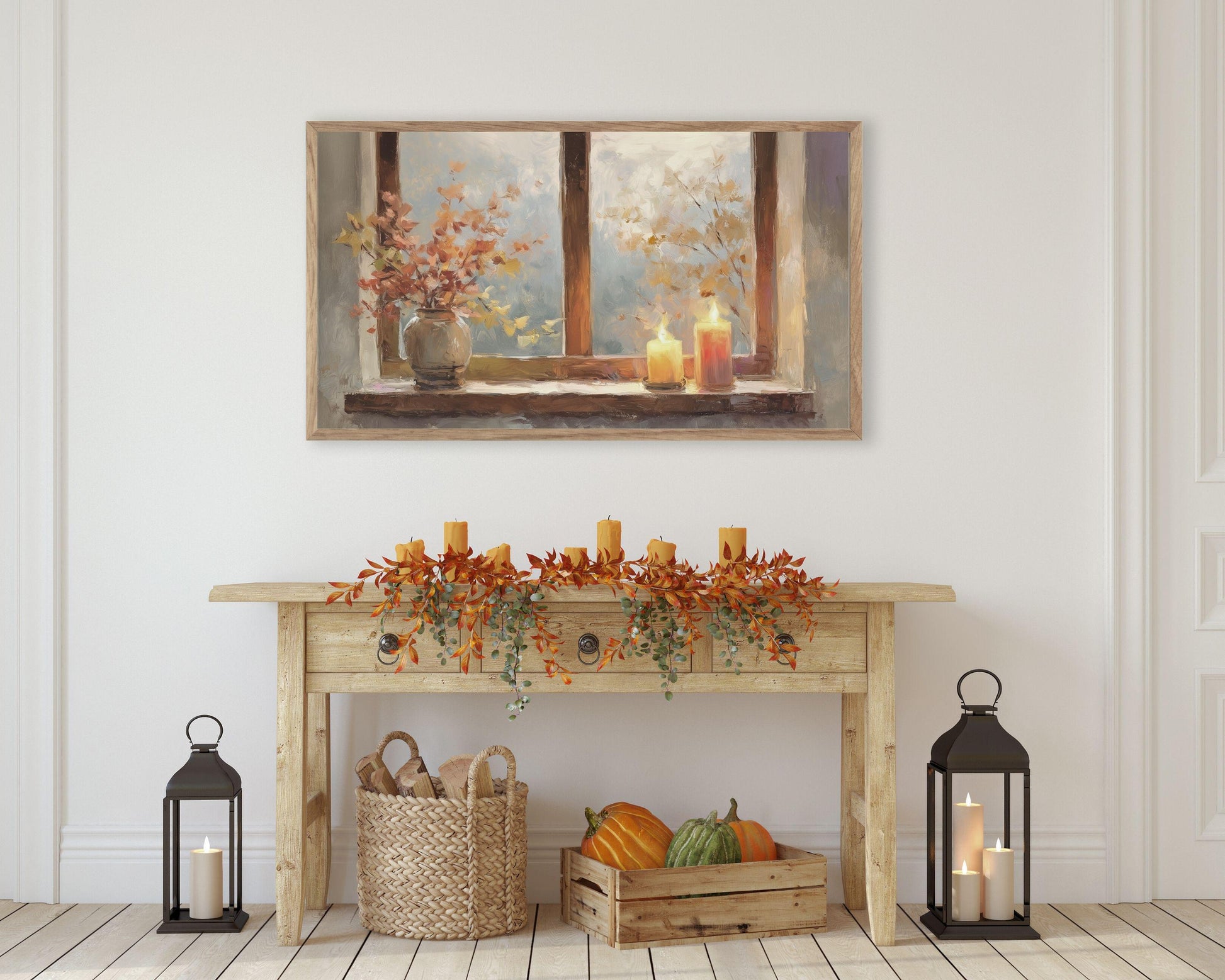 Cozy Fall Window Frame TV Art