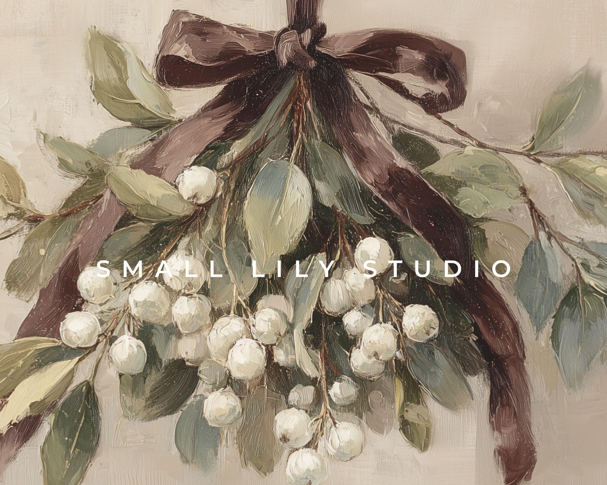 Mistletoe with Brown Bow Frame TV Art