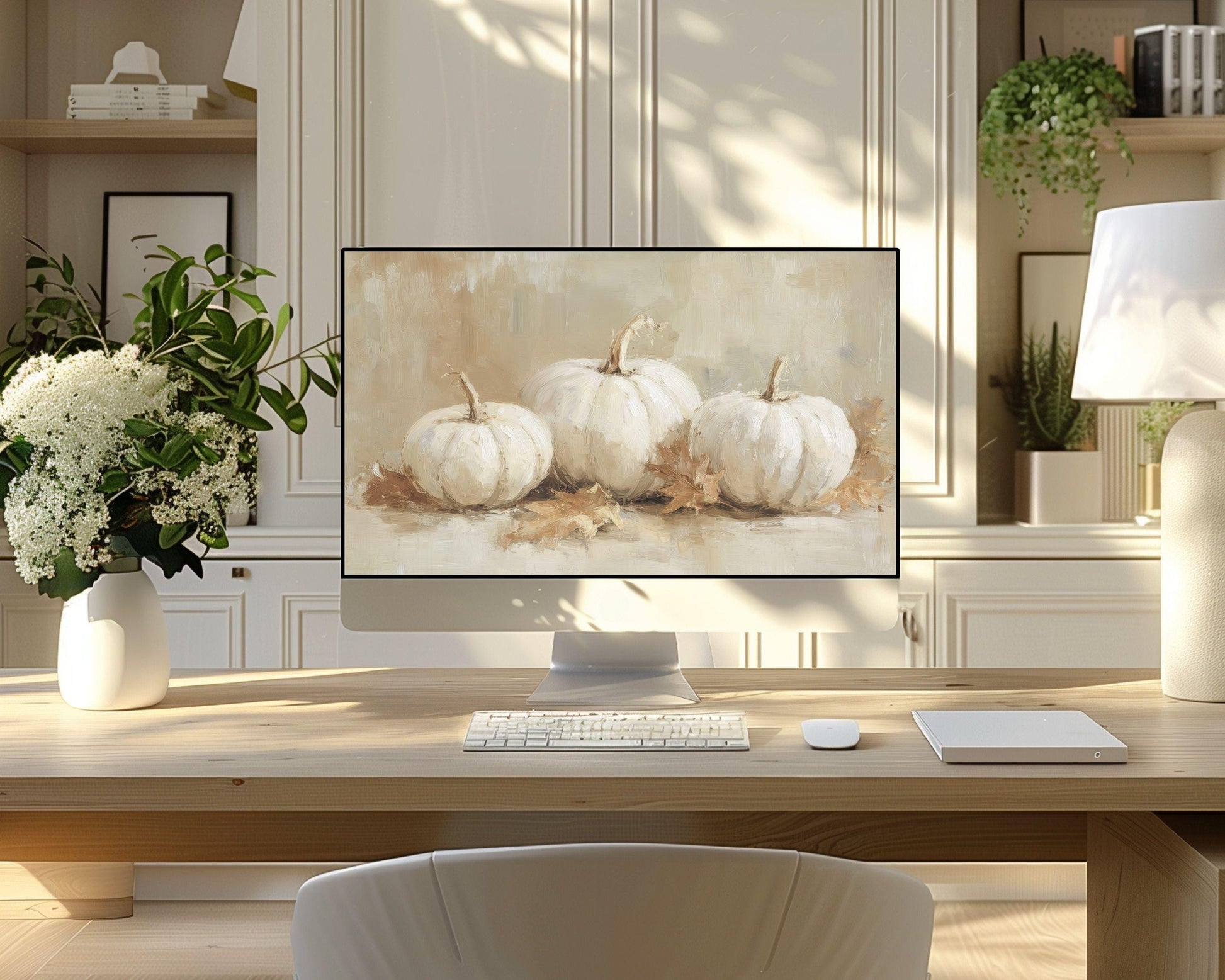 White Pumpkins Desktop Wallpaper Set