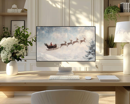 Santa and Reindeer Desktop Wallpaper Set