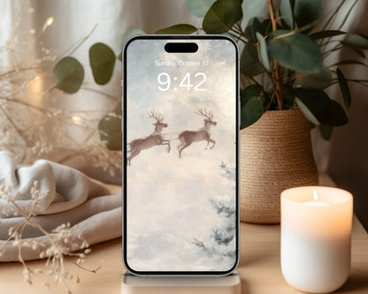 Santa and Reindeer Desktop Wallpaper Set