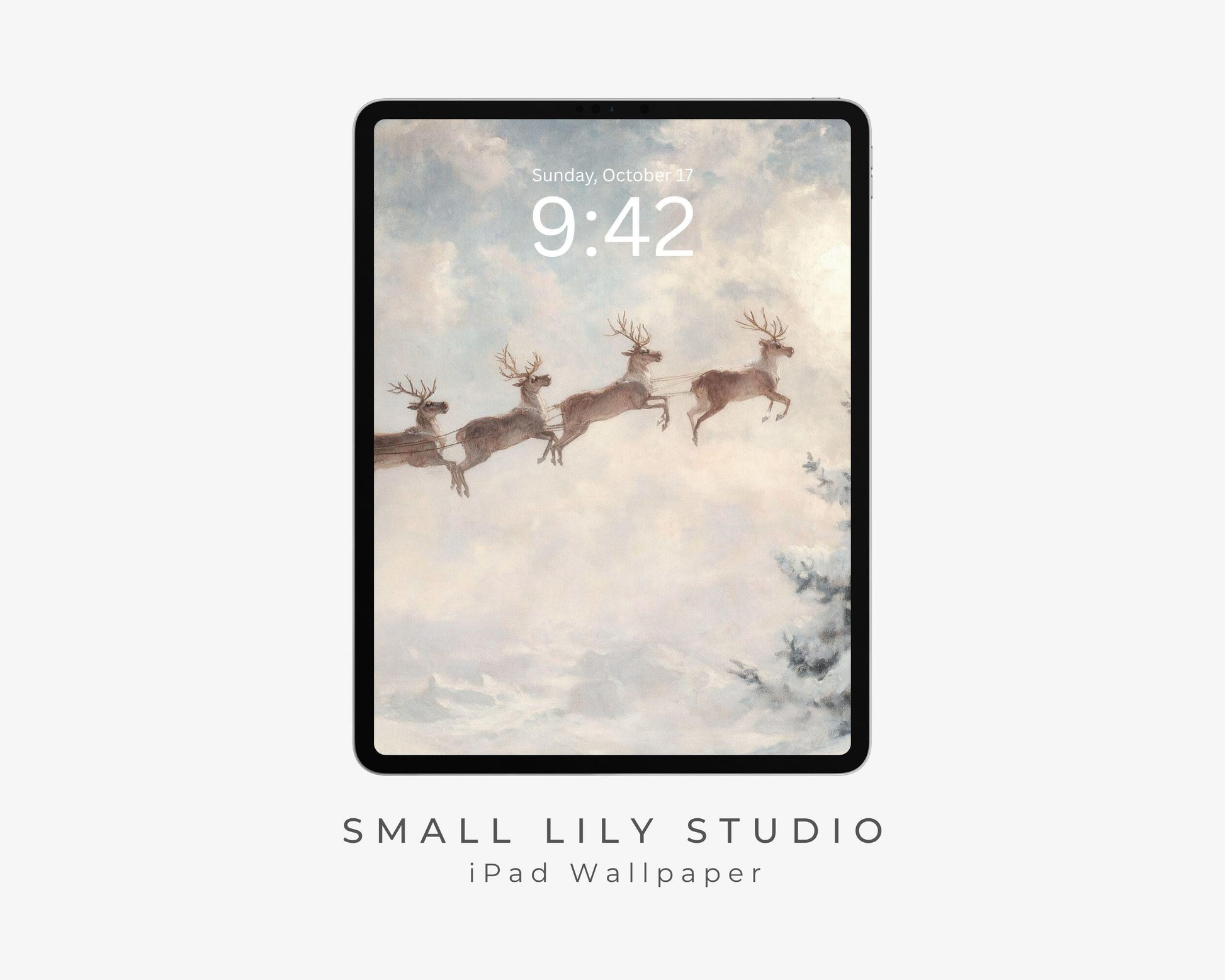 Cute Christmas Reindeer iPad Wallpaper