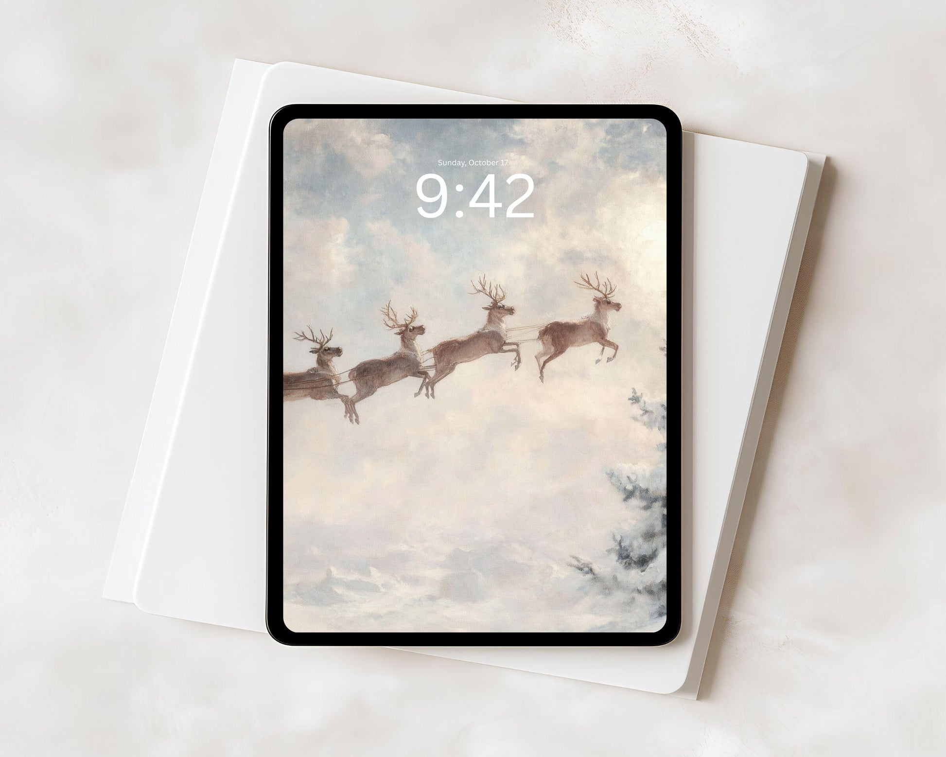 Cute Christmas Reindeer iPad Wallpaper