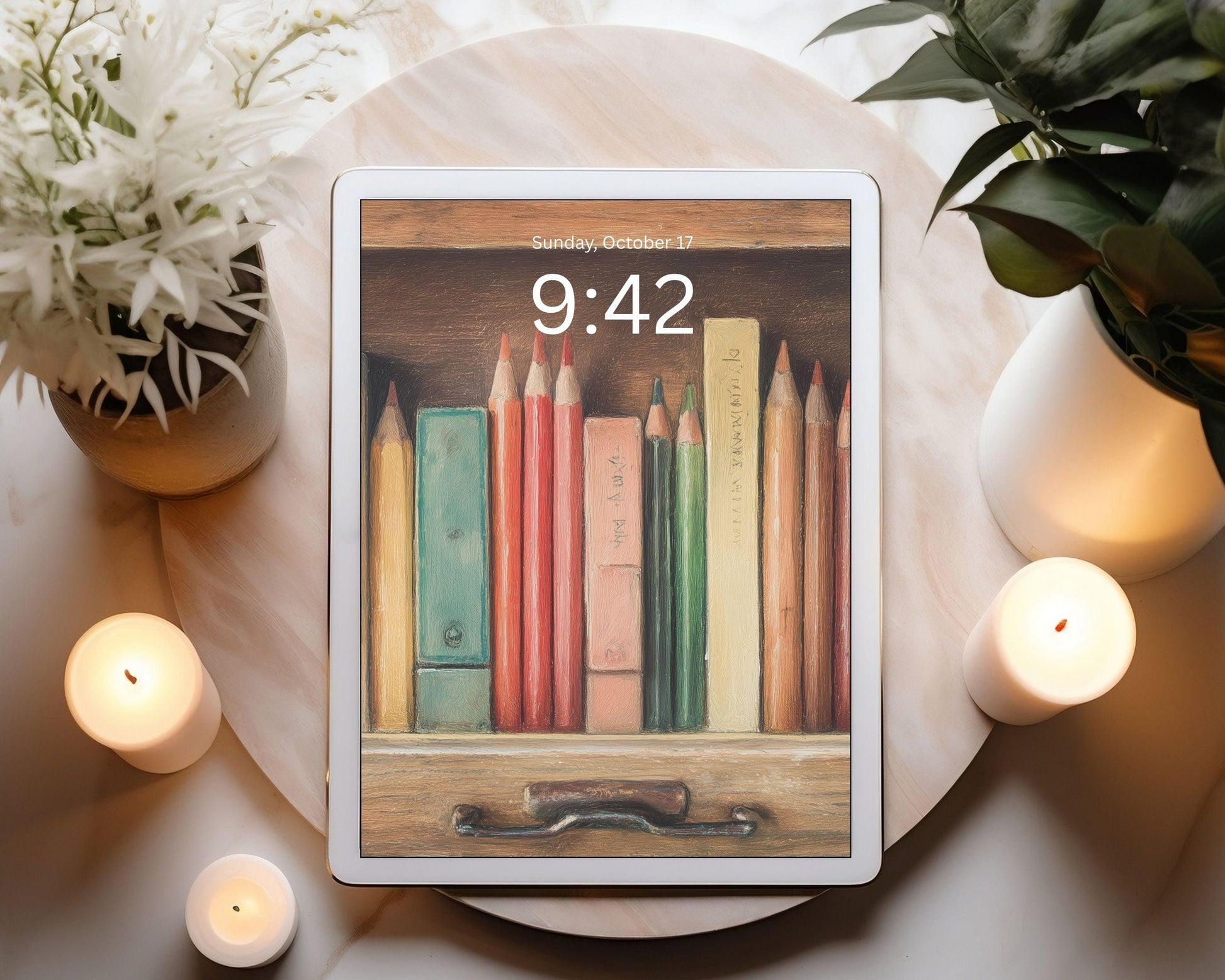 Pencils & Books Desktop Wallpaper Set