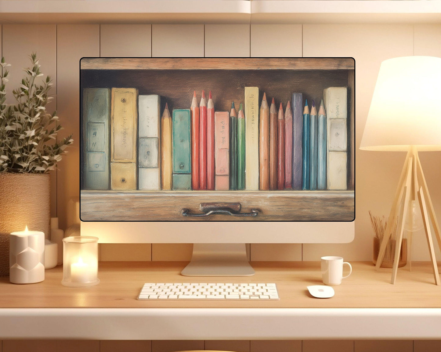 Pencils & Books Desktop Wallpaper Set