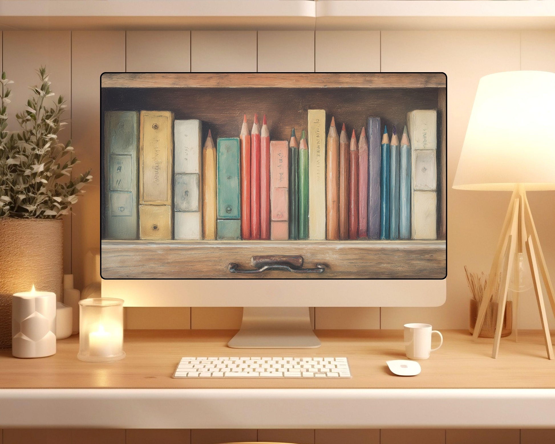 Pencils & Books Desktop Wallpaper Set
