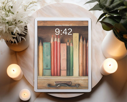 Pencils & Books iPad Wallpaper