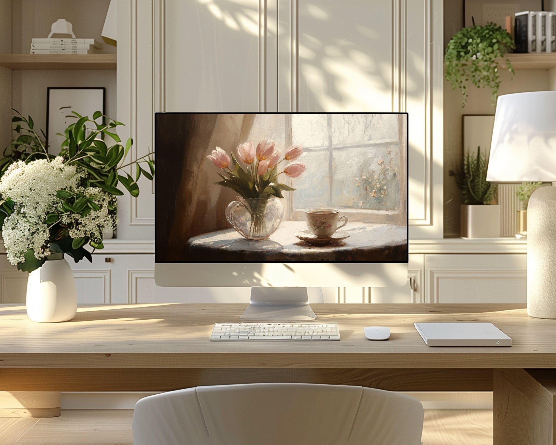 Tulips & Tea Desktop Wallpaper Set