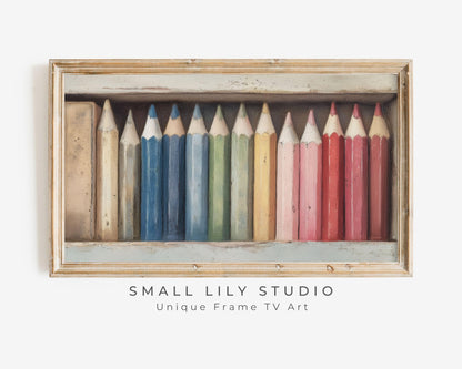 Back to School Colored Pencils Frame TV Art