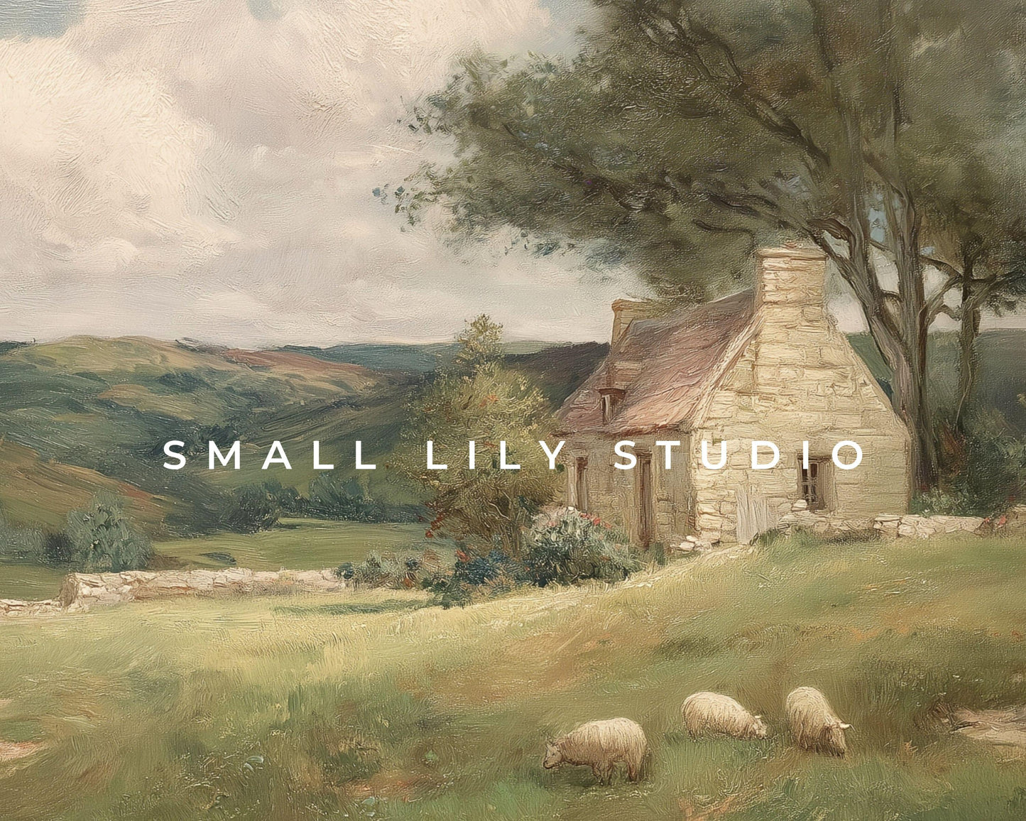 Sheep in Country Landscape Frame TV Art