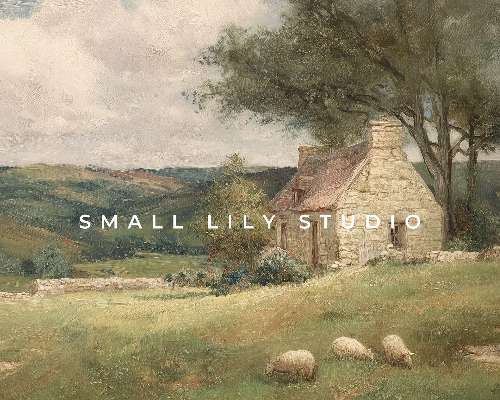 Sheep in Country Landscape Frame TV Art