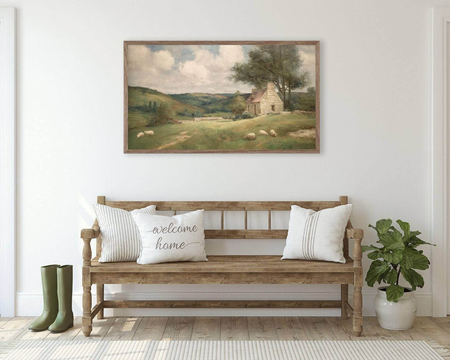 Sheep in Country Landscape Frame TV Art