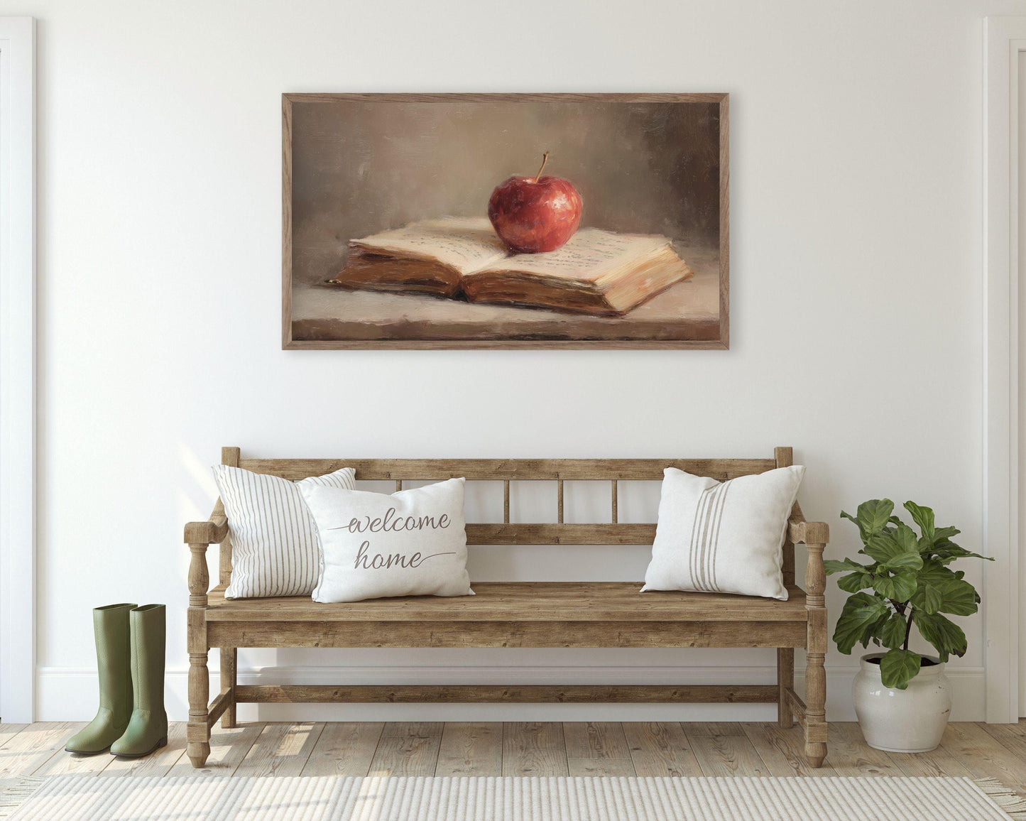 Back to School Apple on Book Frame TV Art