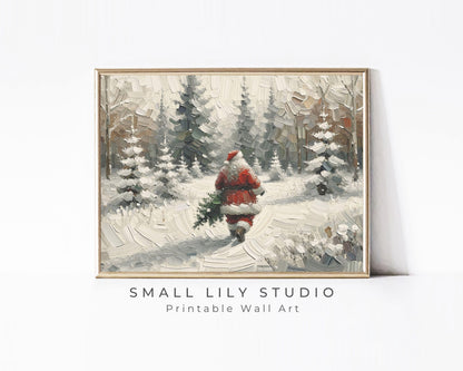 Santa Walking in Snow Printable Wall Art