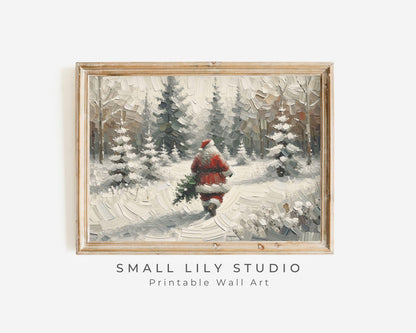 Santa Walking in Snow Printable Wall Art