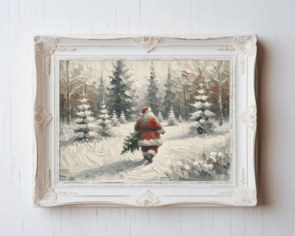 Santa Walking in Snow Printable Wall Art