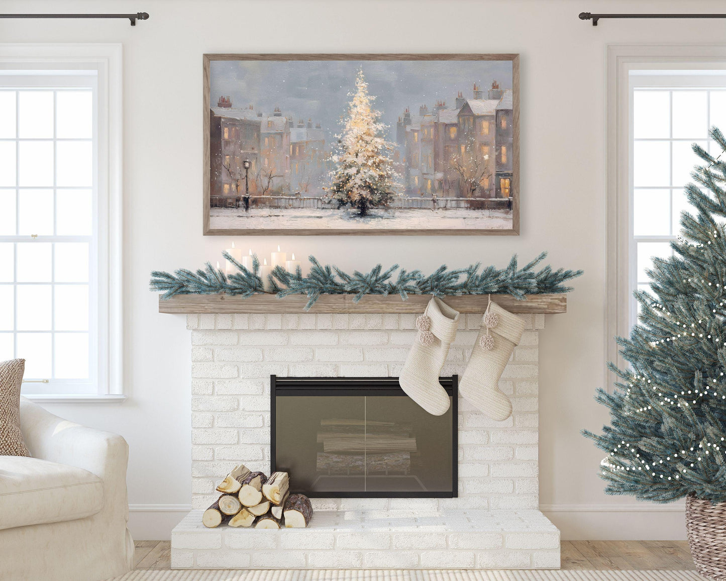 Pink Christmas Tree Frame TV Art