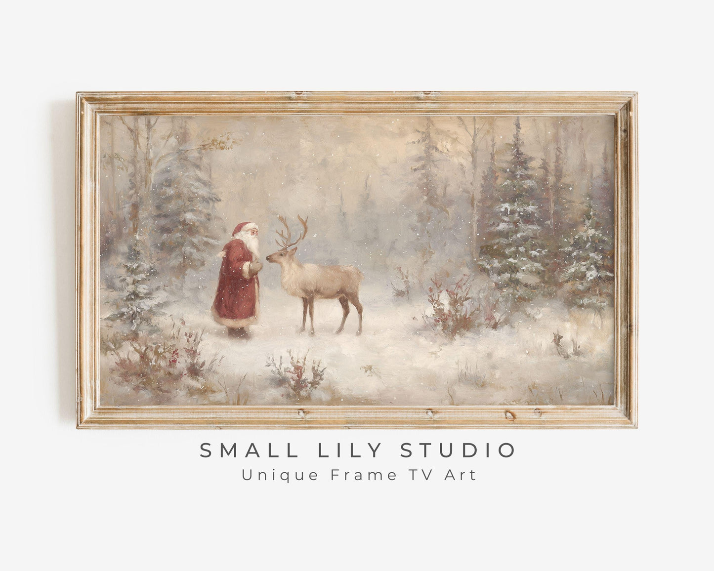 Santa and Reindeer Frame TV Art