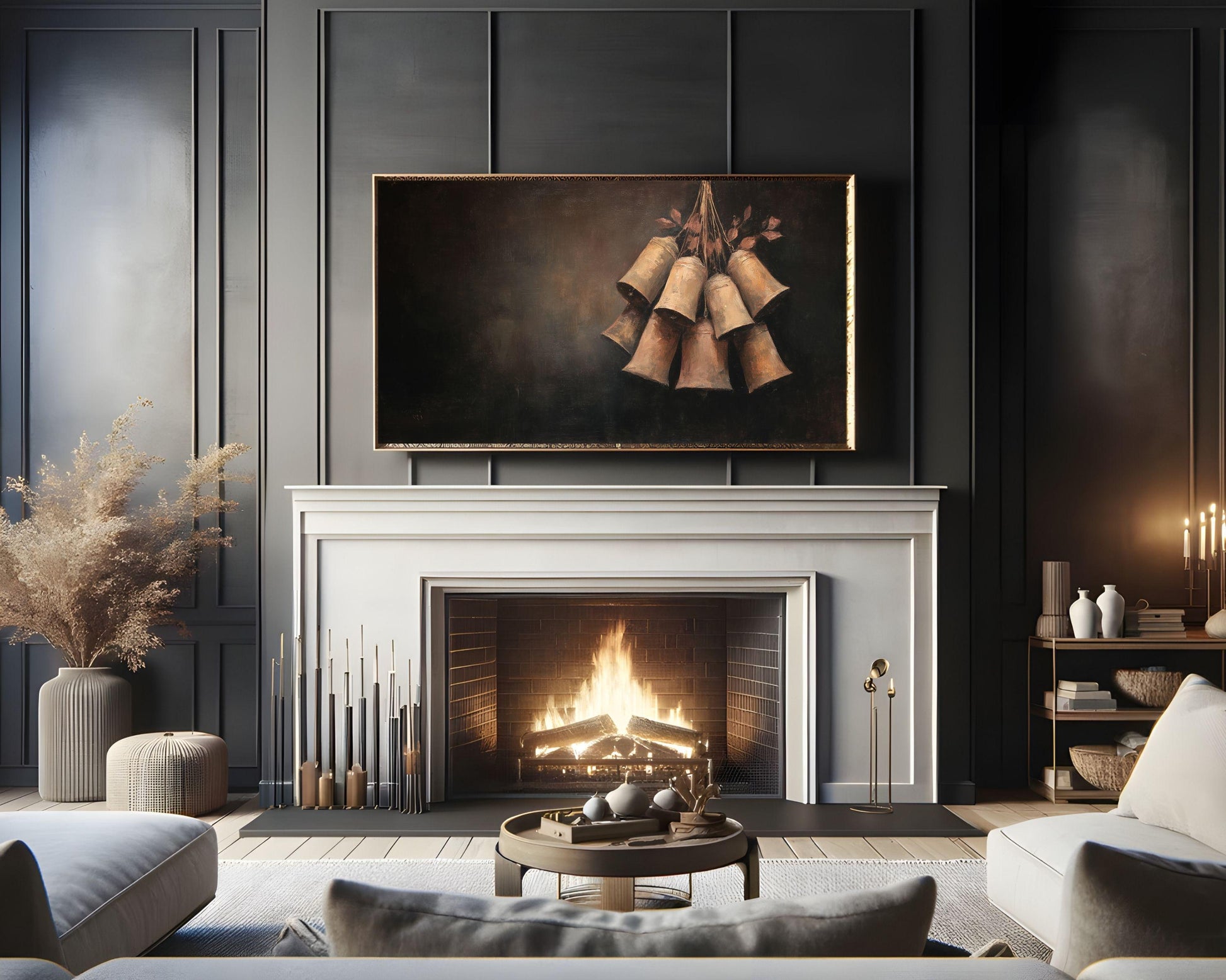 Moody Bronze Bells Frame TV Art