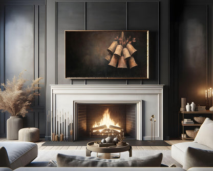 Moody Bronze Bells Frame TV Art