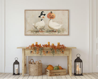 Silly Goose Pumpkin Head Frame TV Art