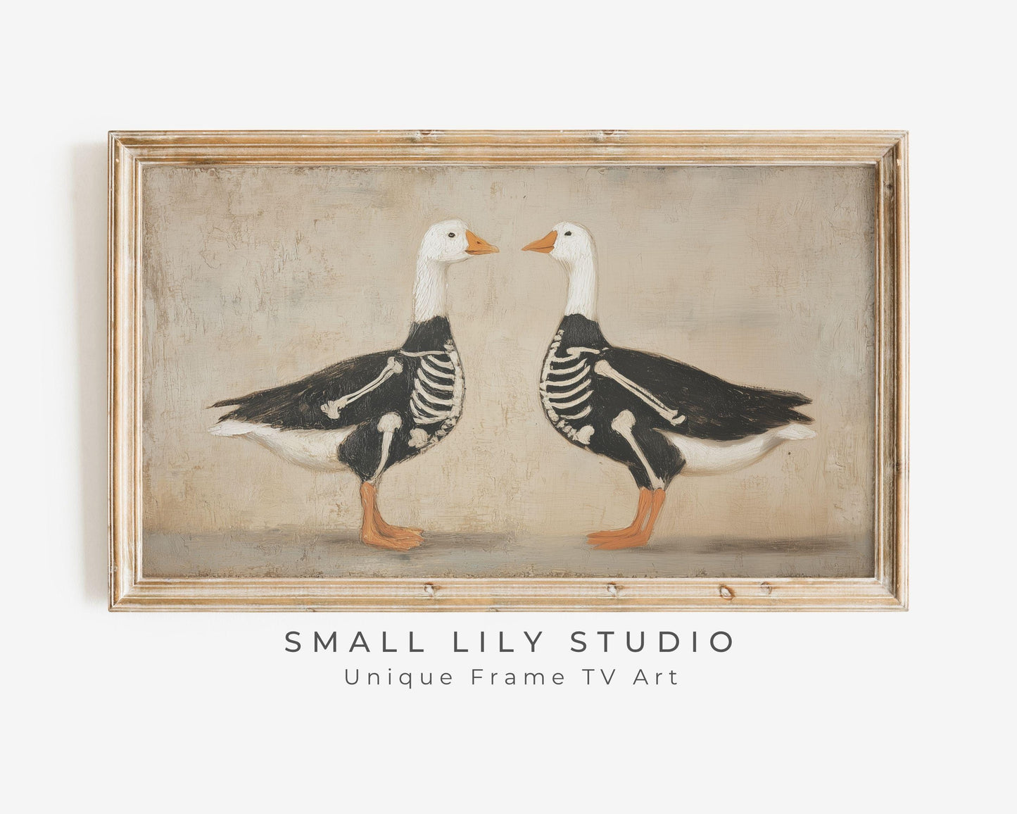 Silly Halloween Goose Skeletons Frame TV Art