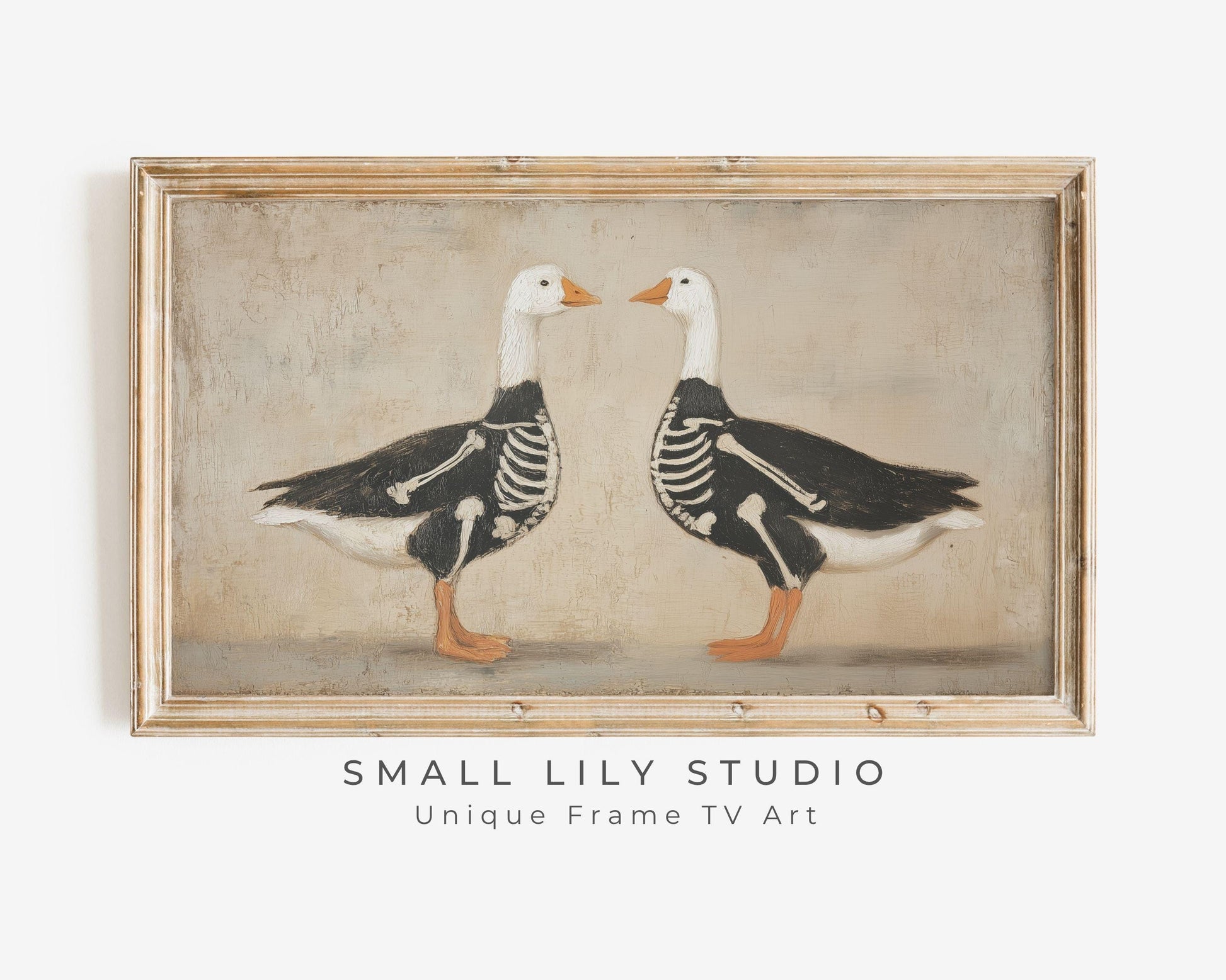 Silly Halloween Goose Skeletons Frame TV Art