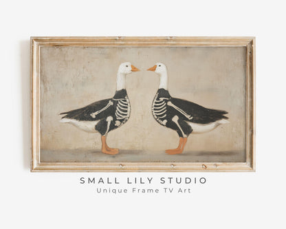 Silly Halloween Goose Skeletons Frame TV Art