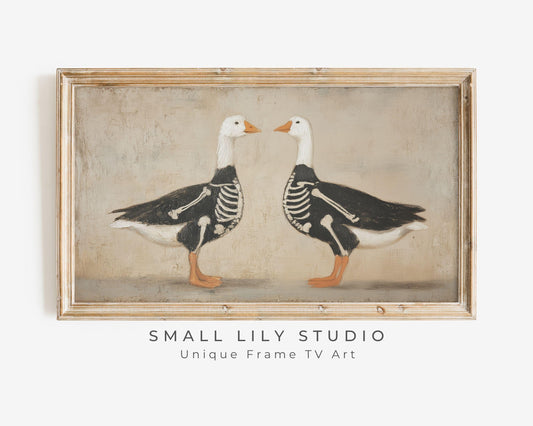 Silly Halloween Goose Skeletons Frame TV Art