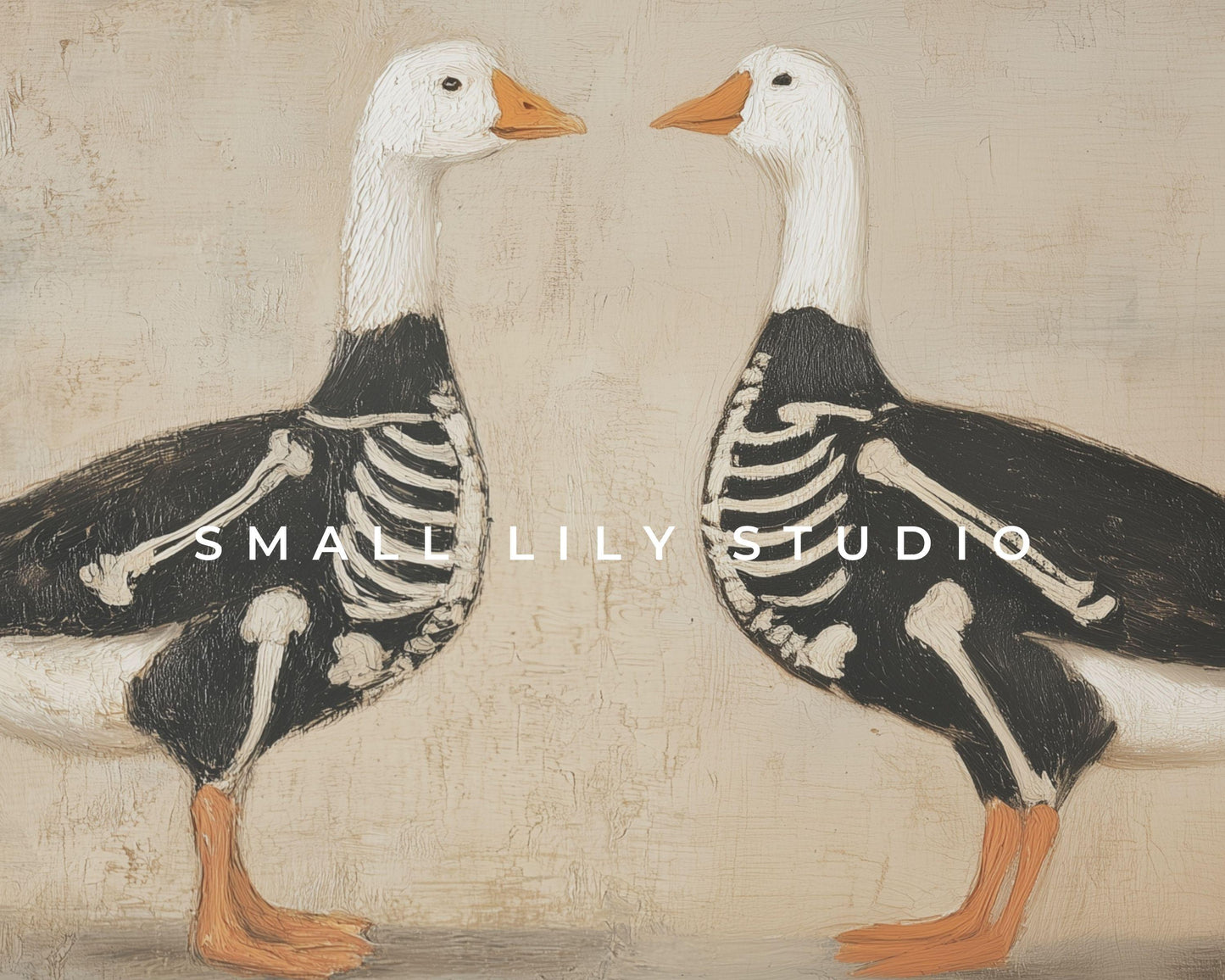 Silly Halloween Goose Skeletons Frame TV Art