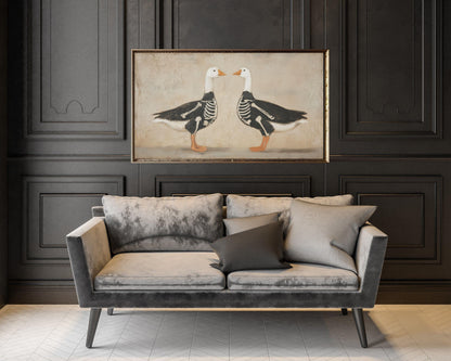 Silly Halloween Goose Skeletons Frame TV Art