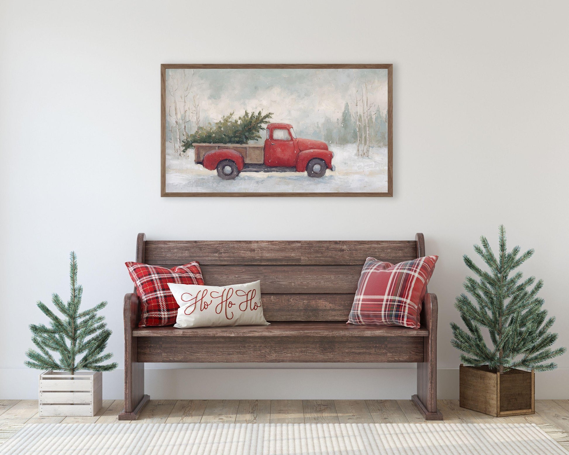 Truck with Christmas Tree Frame TV Art