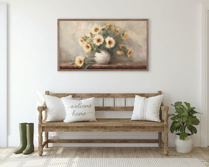 White Sunflowers Frame TV Art