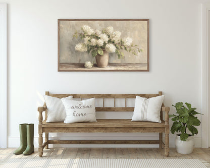 White Hydrangeas Frame TV Art