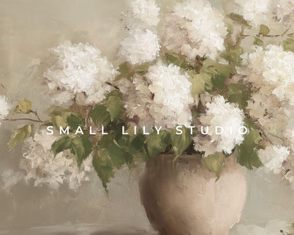 White Hydrangeas Frame TV Art