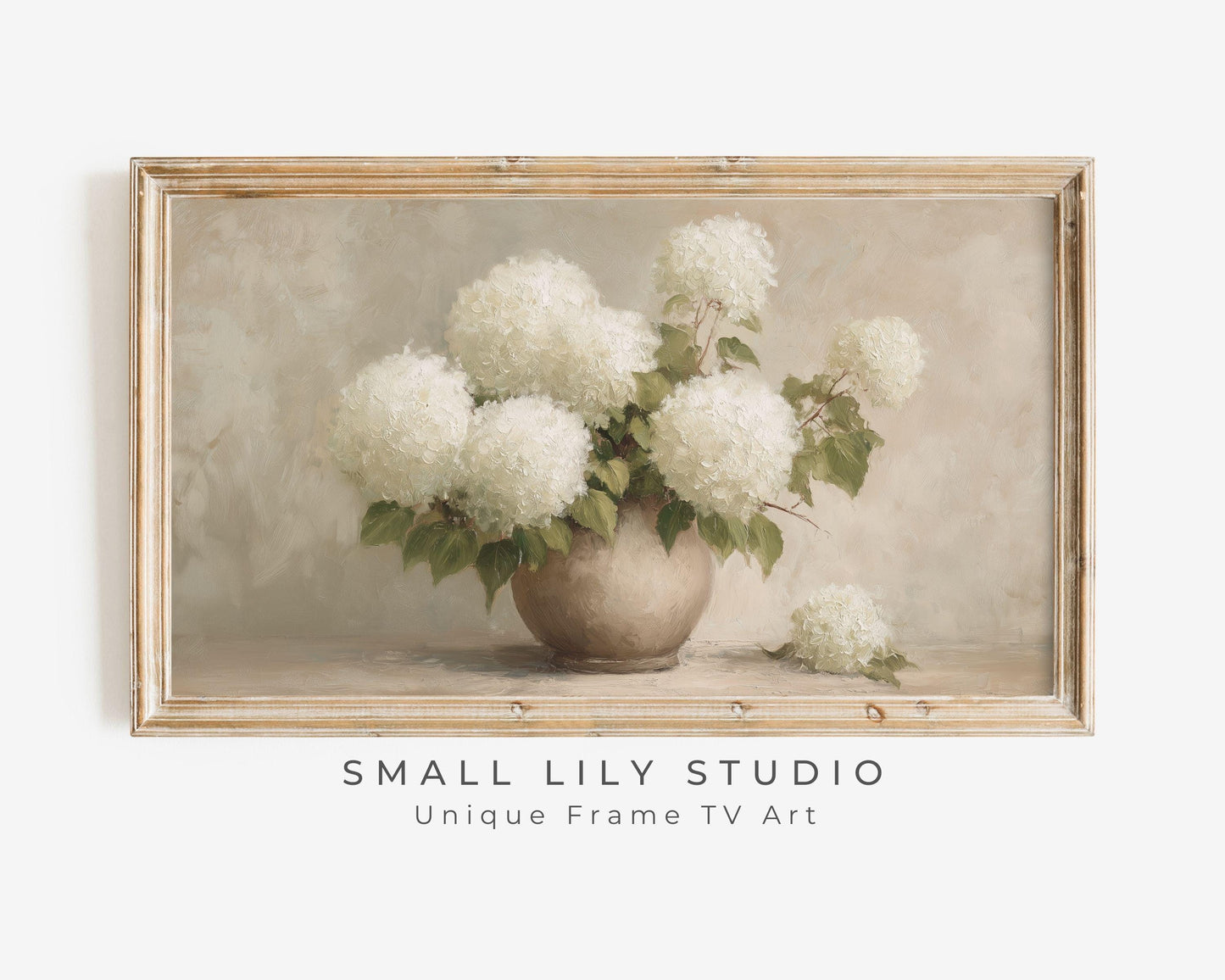 White Hydrangeas Frame TV Art