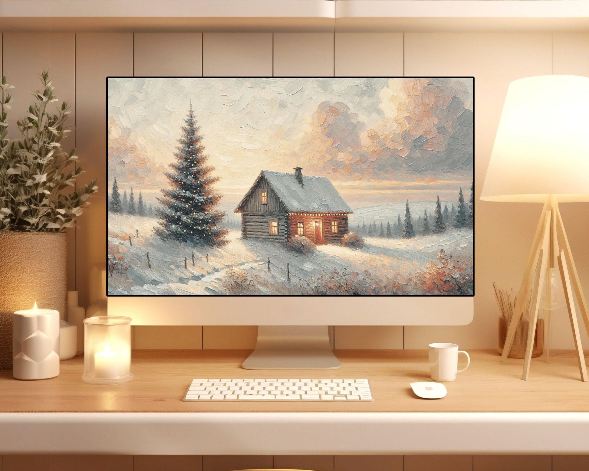 Christmas Cottage Desktop Wallpaper