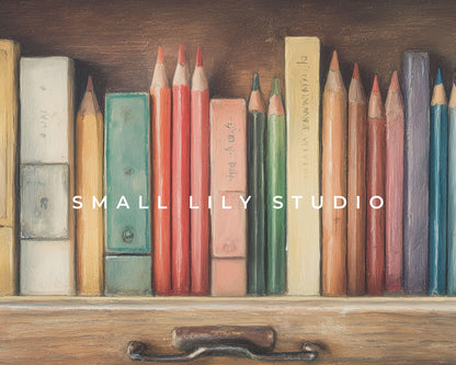 Pencils & Books Desktop Wallpaper Set